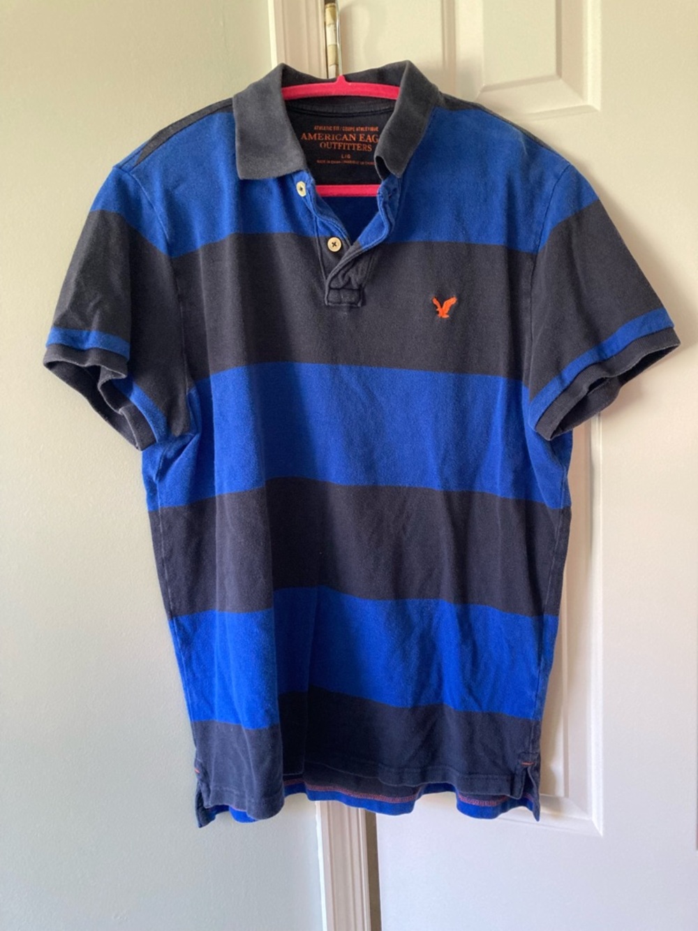American Eagle Outfitters Men’s Royal Blue & Navy Striped Polo